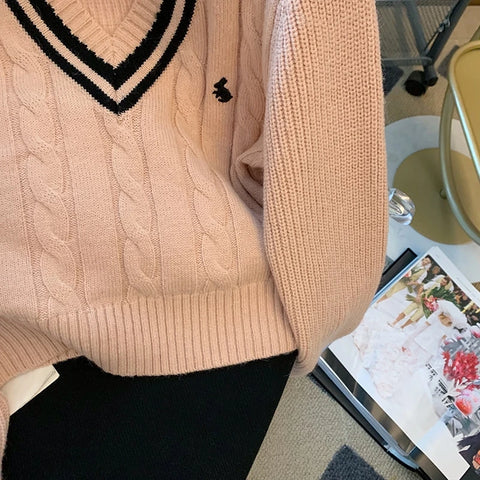 Suéter Feminino Bordado V Coreano